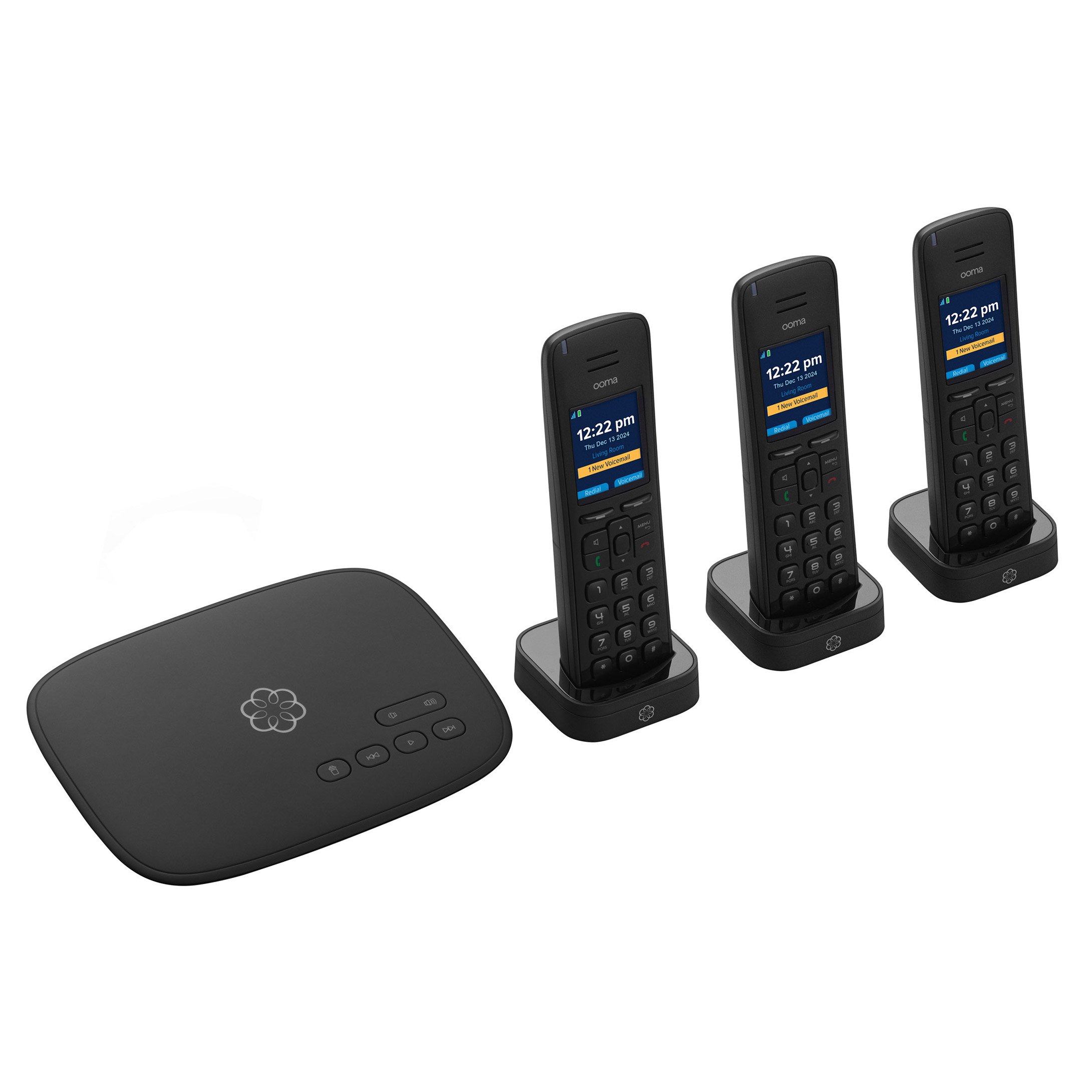 Ooma Telo Air 2 Wireless Wi-Fi Home Phone Service with 3 Cordless 