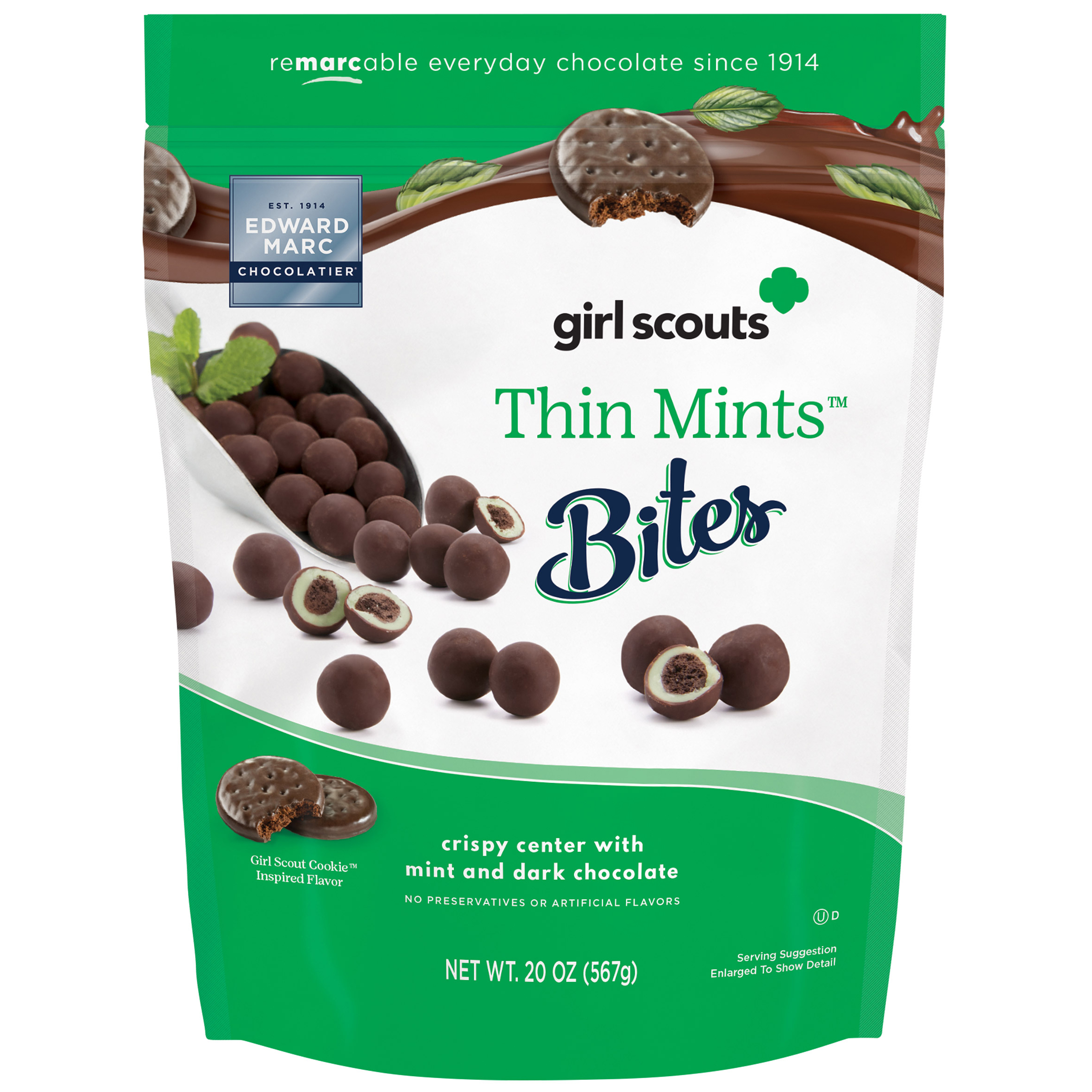 Edward Marc Chocolatier Girl Scouts Thin Mints Bites, 20 oz
