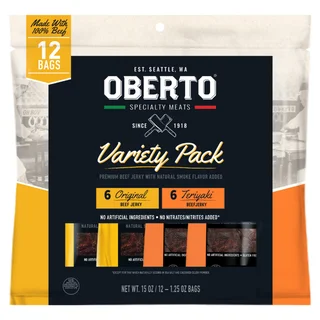 Oberto Premium Beef Jerky Variety Bag, 1.25 oz, 12-count