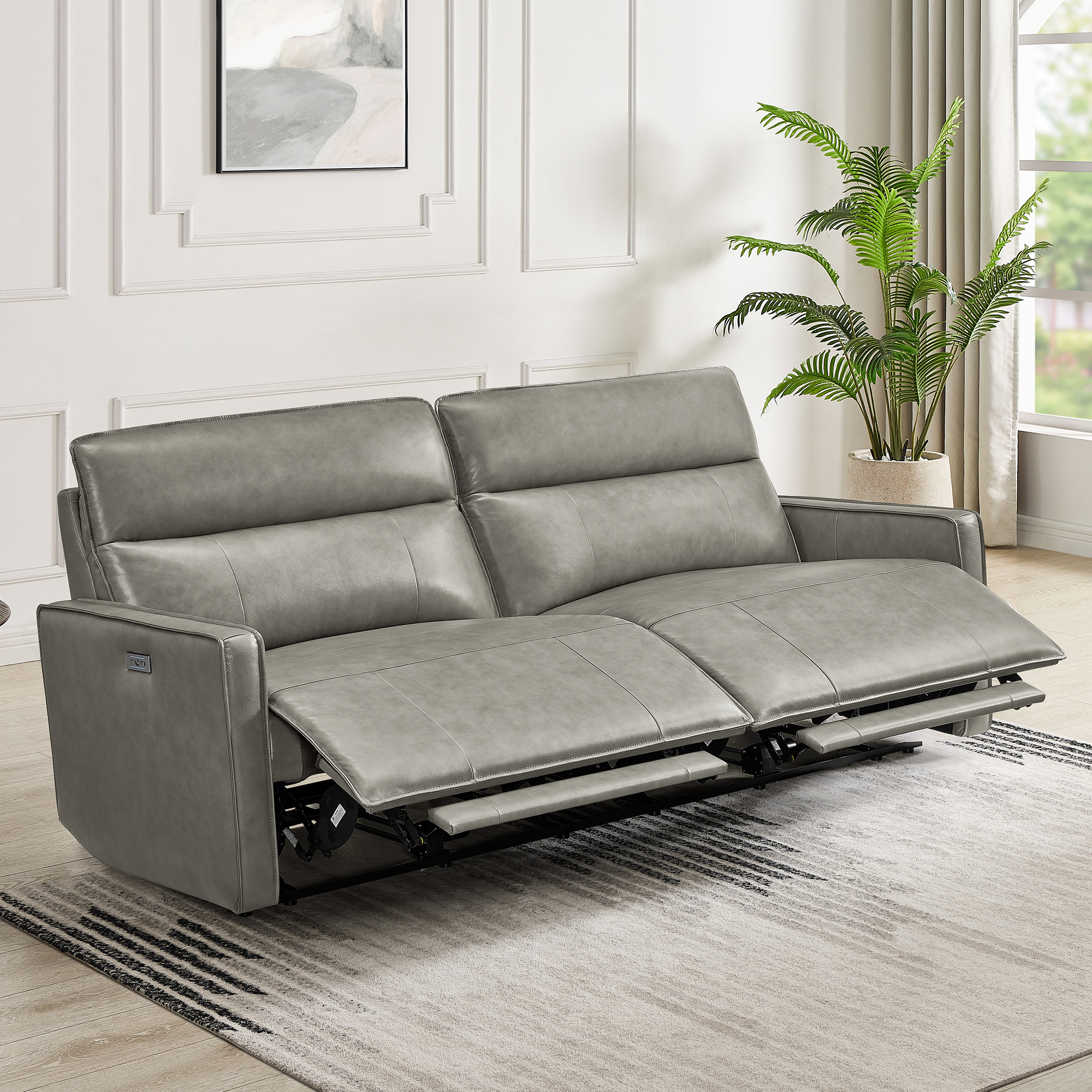 Henredon Keira Leather Power Reclining Sofa with Power Headrests