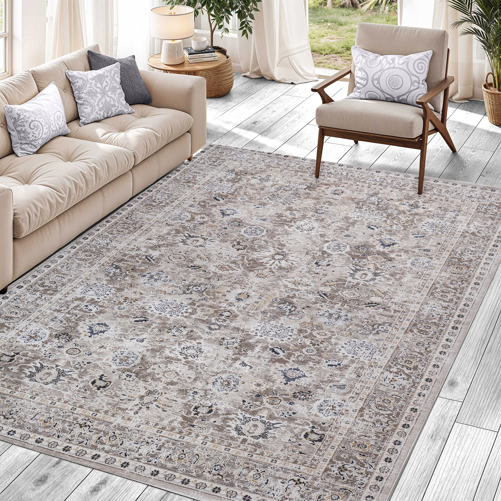Roots Home Oak Bay Collection Paisley Beige Indoor Area Rug