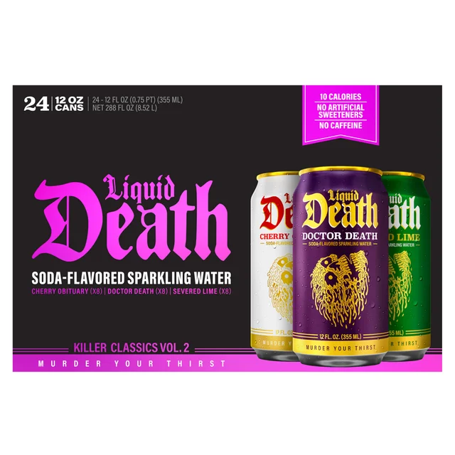 Liquid Death Soda-Flavored Sparkling Water, Variety Pack, 24-count