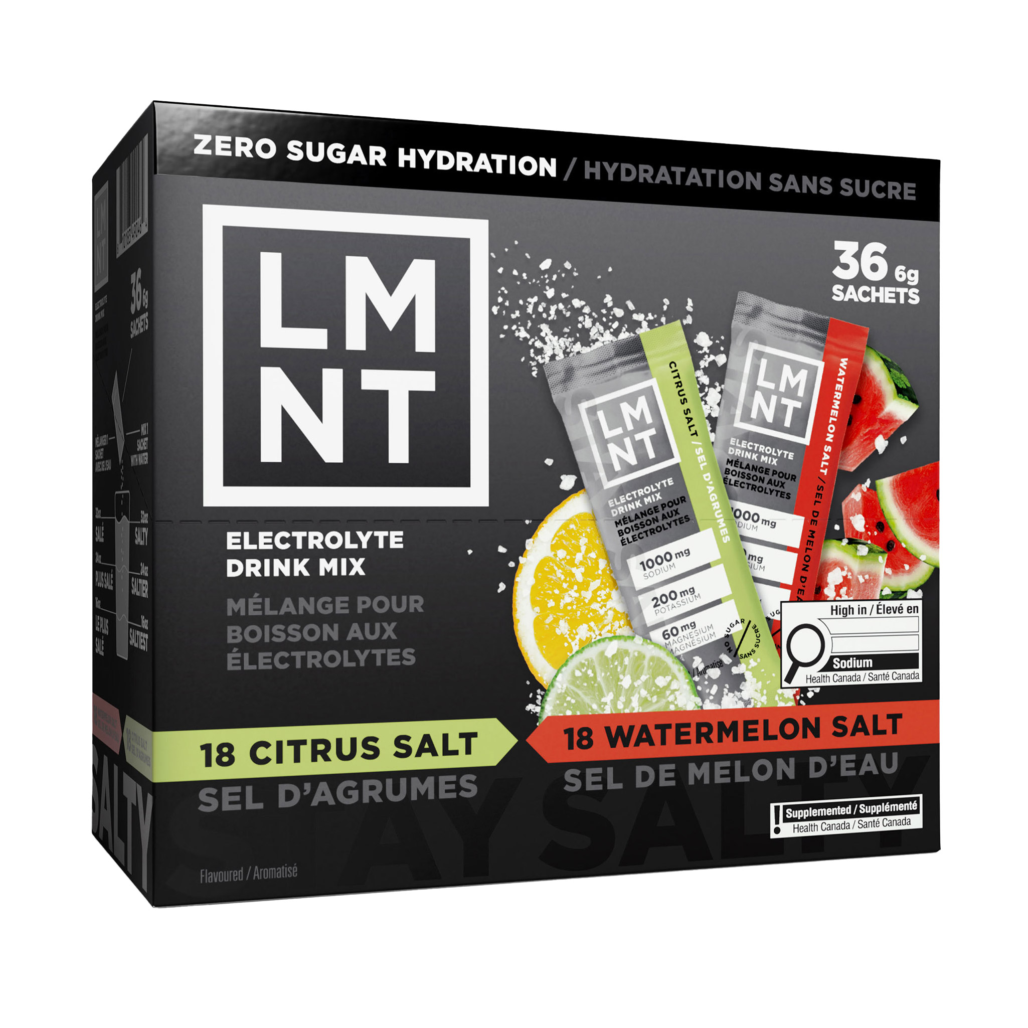 LMNT Zero Sugar Electrolytes Variety Pack, 36 x 6 g