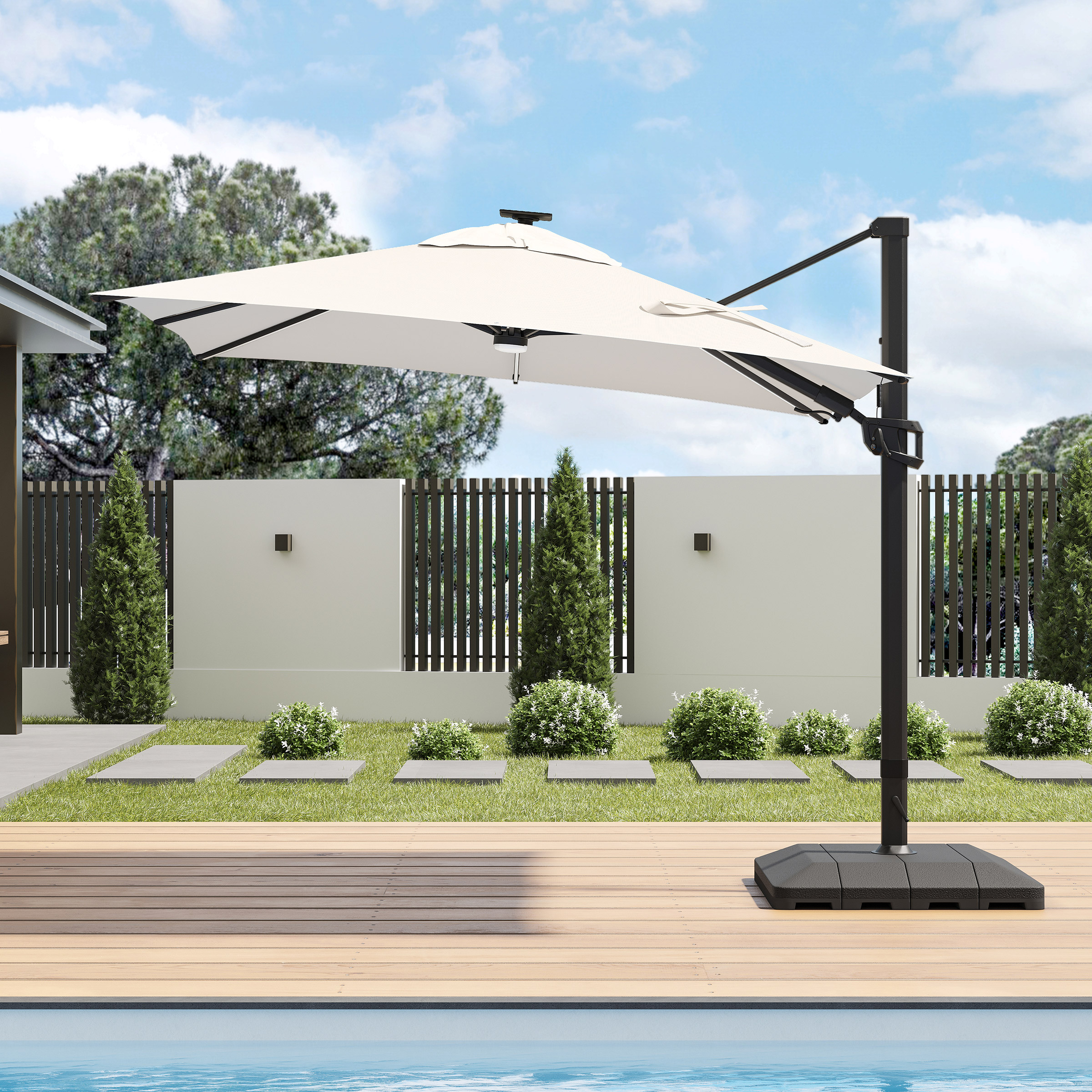 Sirio 3 m x 3 m (10 ft. x 10 ft.) Cantilever Umbrella with Solar Powered LED
