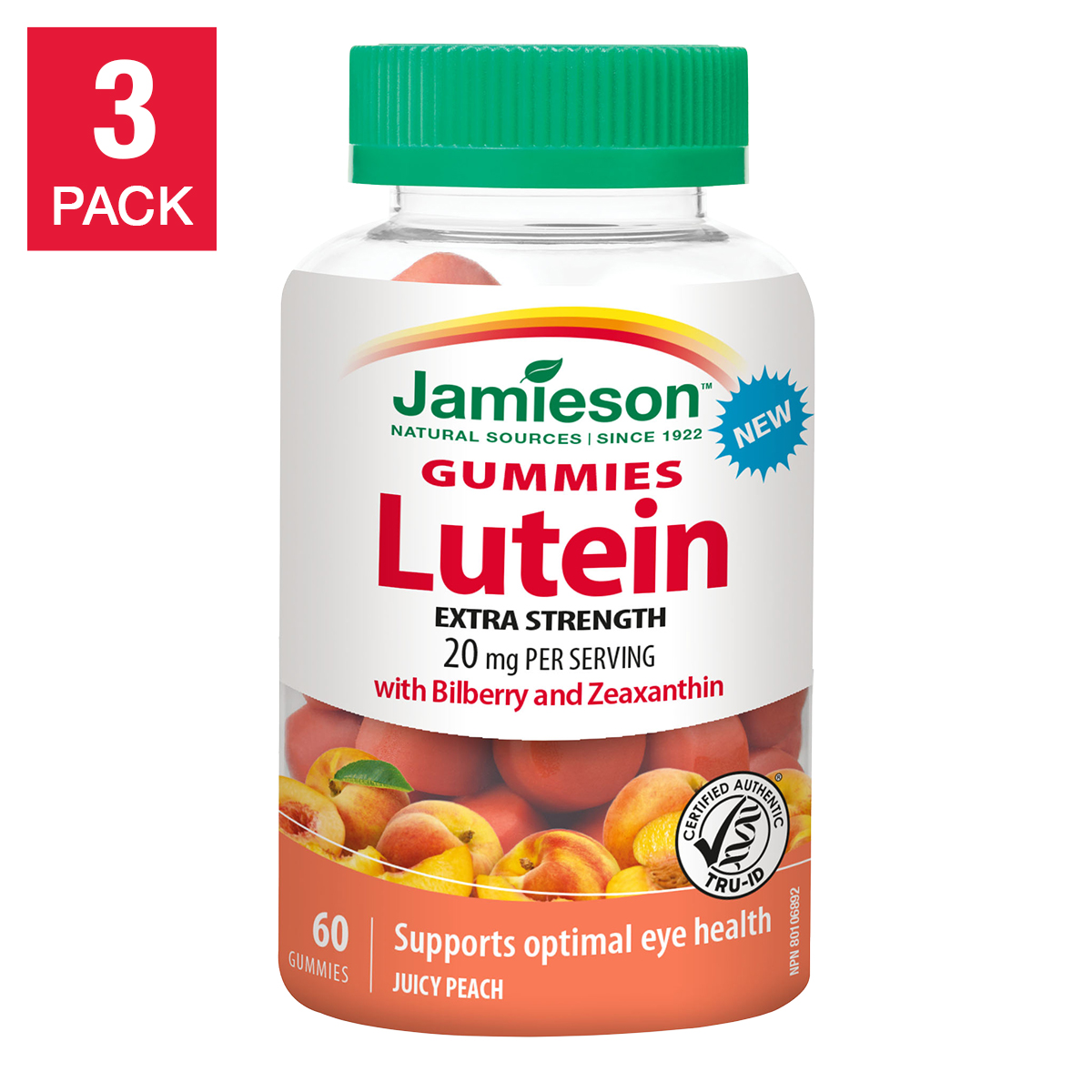 Jamieson Lutein Gummies Extra Strength, 3 x 60 Gummies