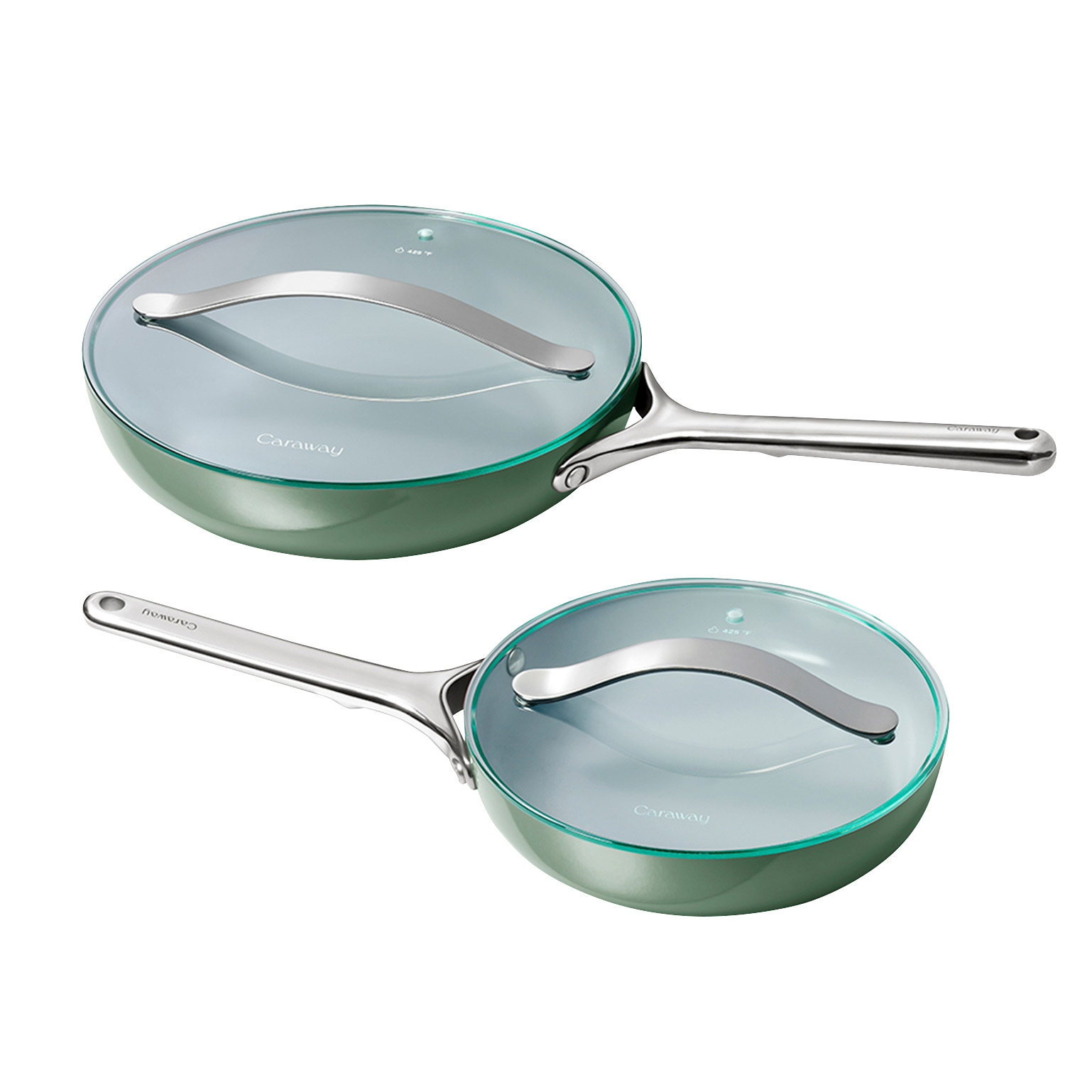 Caraway 4-piece Ceramic Fry Pans & Glass Lids Set