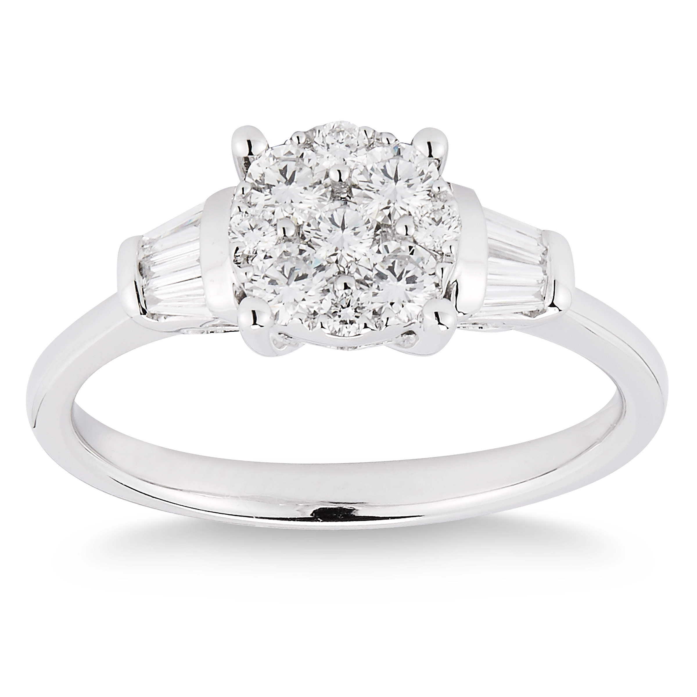 Round Brilliant and Baguette Diamond Ring (0.64 ctw)