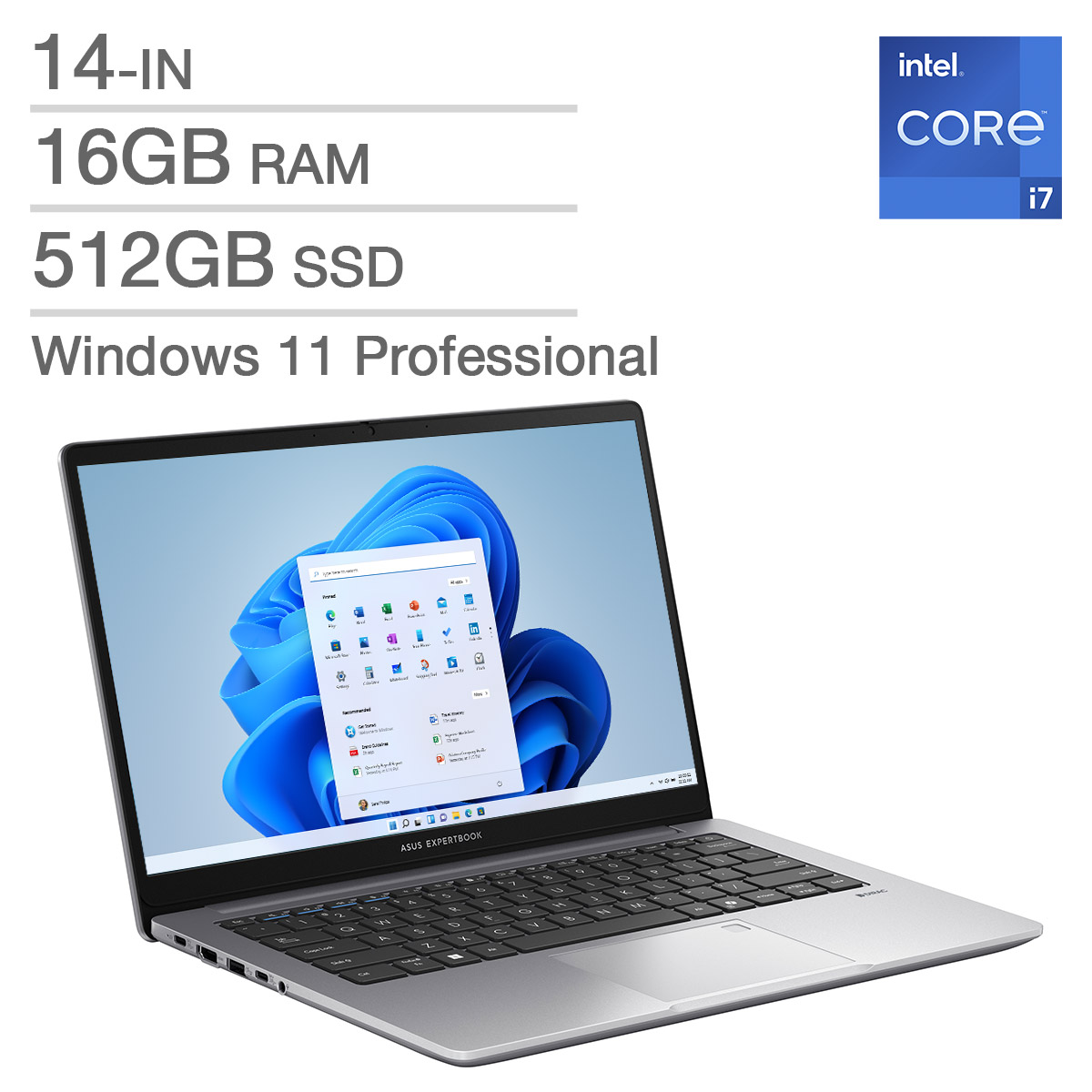 ASUS ExpertBook P1 14-in Laptop, Intel Core i7-13620H - 16GB RAM, 512 GB SSD