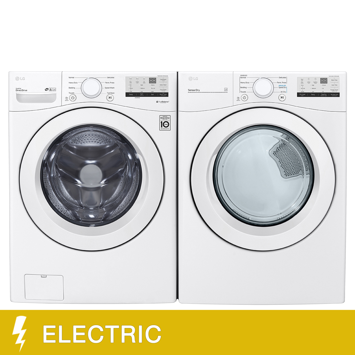 LG Laundry Bundle 5.2 cu ft. Front Load Washer and 7.4 cu ft. Electric Dryer