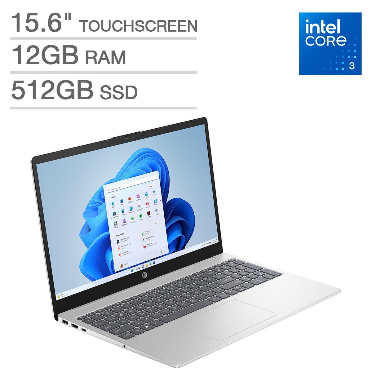 HP 15.6” Touchscreen Laptop- Intel Core 3 100U - 1080p - Windows