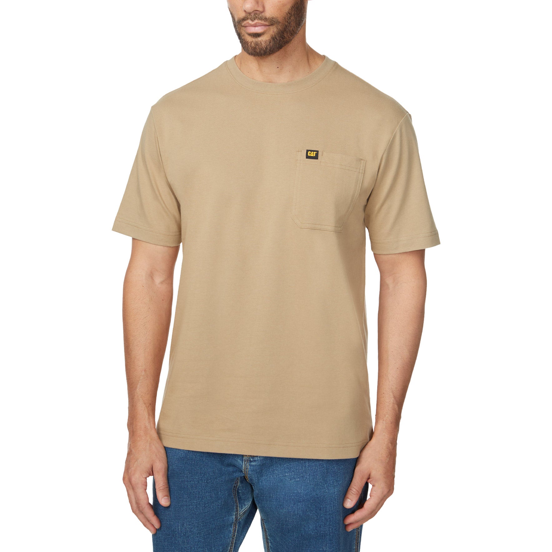 CAT Caterpillar Men’s Pocket T-Shirt 100% Cotton Short Sleeve Workwear Tee S-XXL