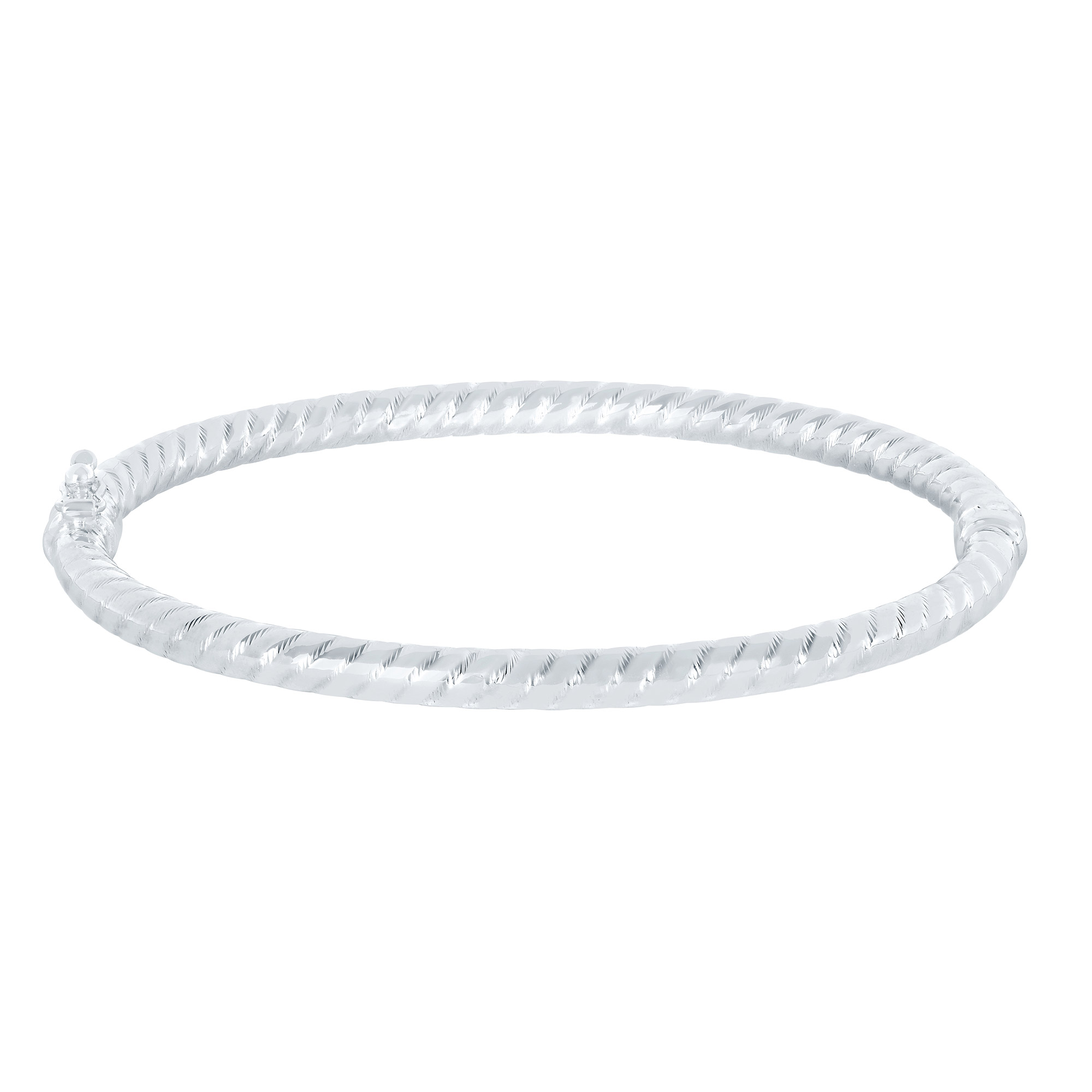 High Polish Bangle Bracelet in White Gold