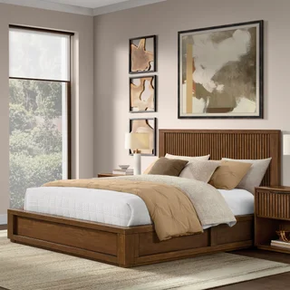 Henredon Ryland Bed Frame with Walnut Veneers, Brown, Queen