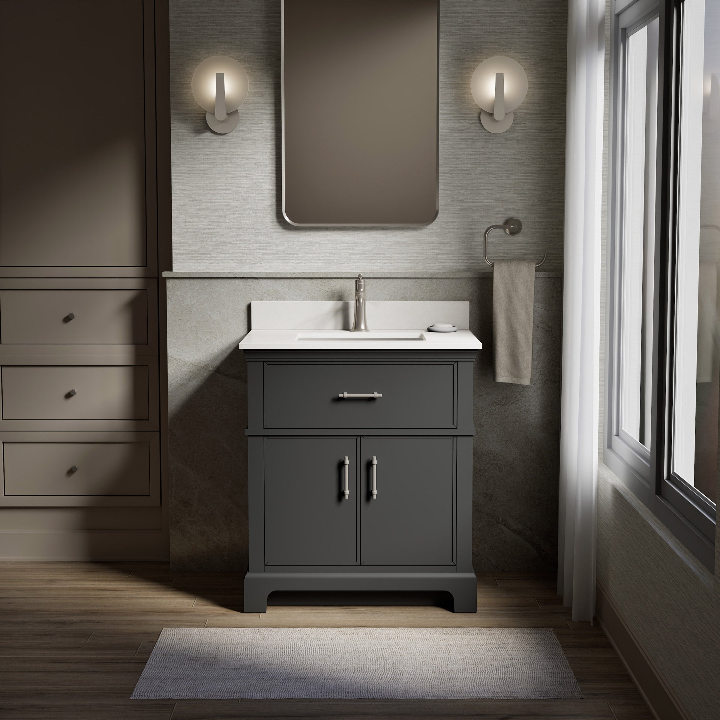 Kohler Chulton Bathroom Vanity with Sink and Quartz Top in Gray