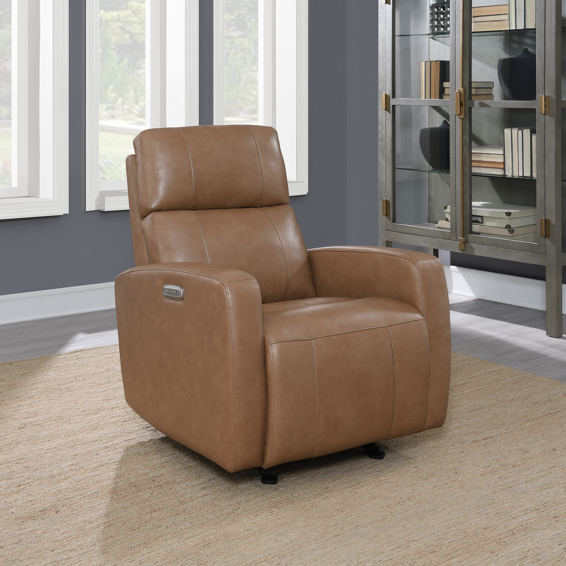 Top-grain Leather Glider Power Recliner with Power Headrest