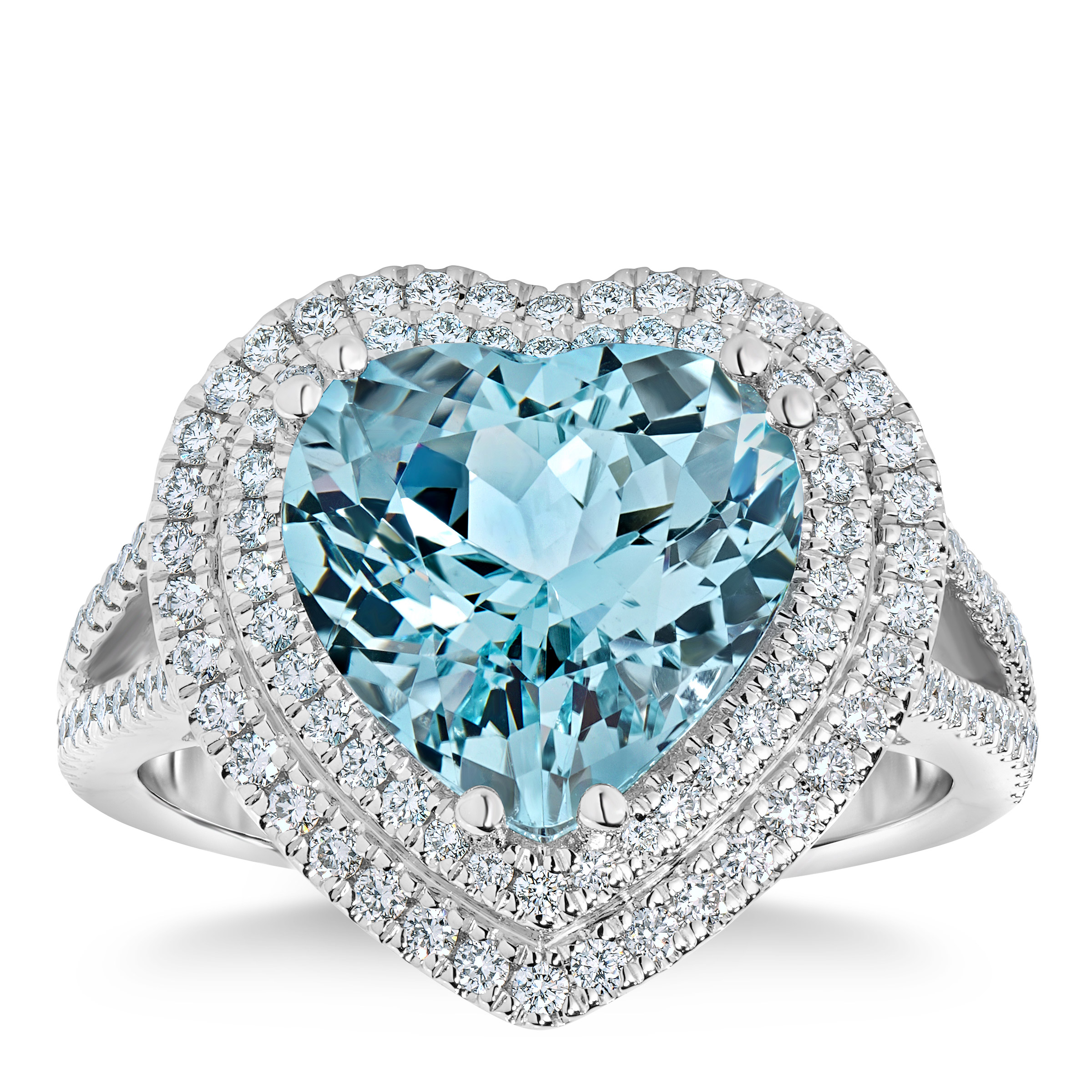 Aquamarine and Diamond 14kt White Gold Ring | Costco