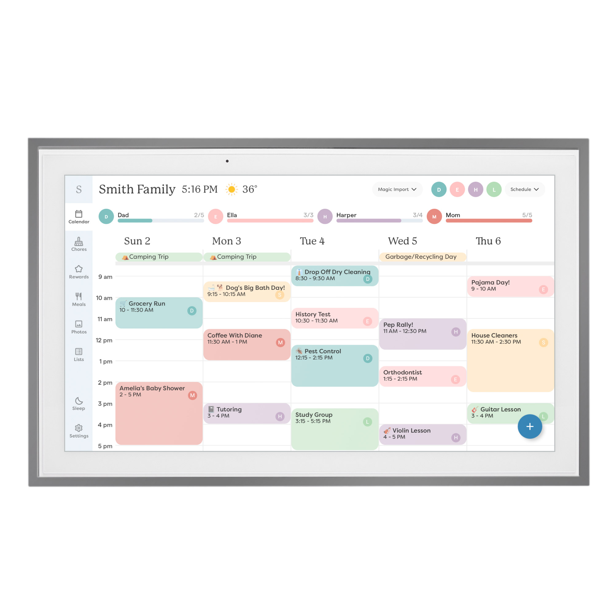 Skylight 15 in. Charcoal Smart Touchscreen Calendar and Organizer