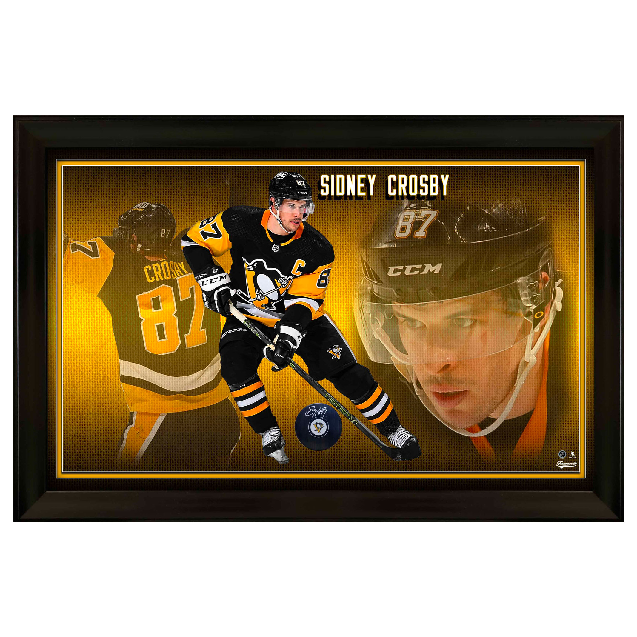 Frameworth Sidney Crosby Signed Puck in a PhotoGlass Frame Pittsburgh Penguins