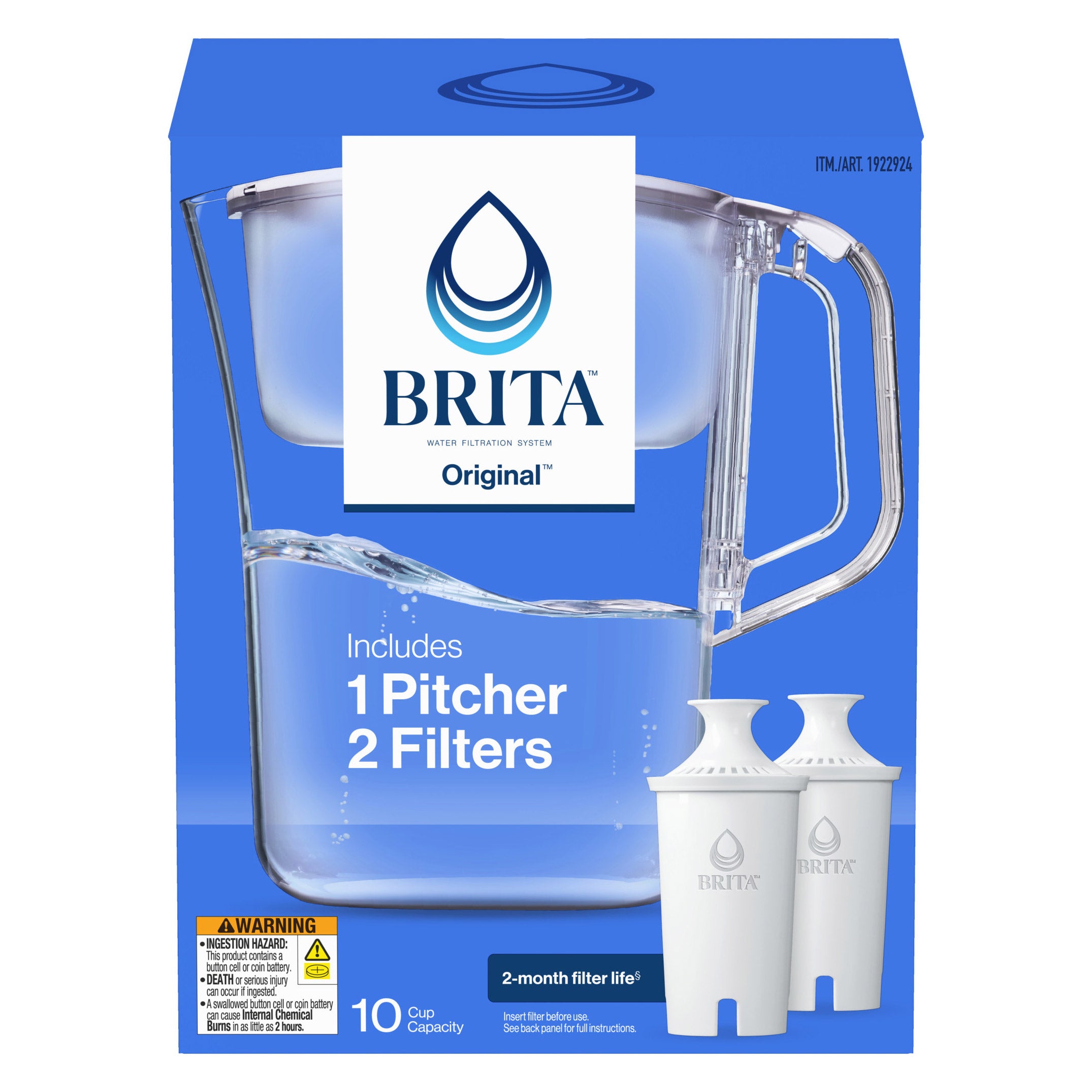 Brita Champlain Water Filter Pitcher, 10 Cup with 2 Filters | Costco