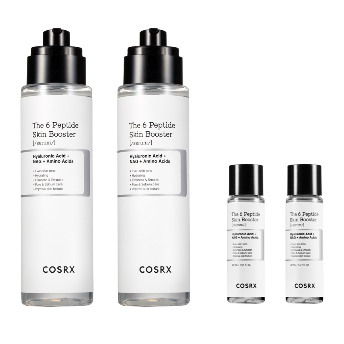 リクエスト 2点 まとめ商SKIN BOOSTER & WHITE SERUM COSRX The 6 Peptide Skin Booster Serum Set, 2 x 150 mL + 2 x 30 mL