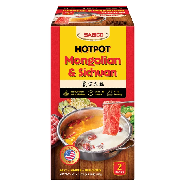 HOTPOT SOUP BASE 2/6.3OZ MONGOLIAN+SICHUAN SABICO