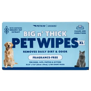 PETKIN FRAGRANCE FREE XL GROOMING WIPES 200 CT