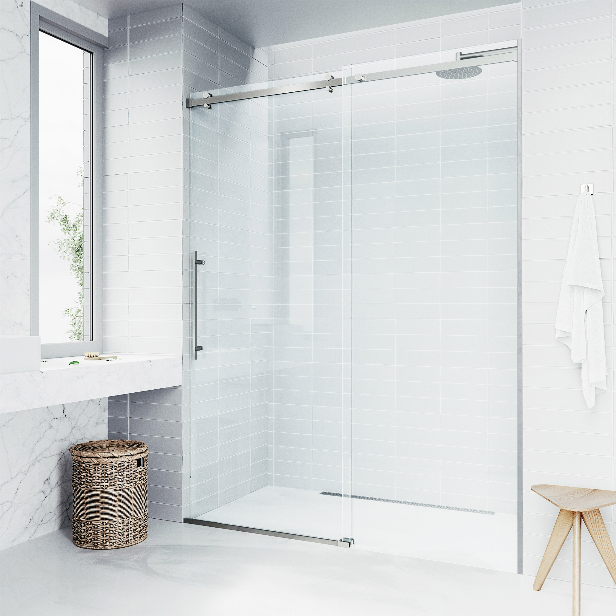 VIGO Luca Adjustable Frameless 60 in. Sliding Shower Door