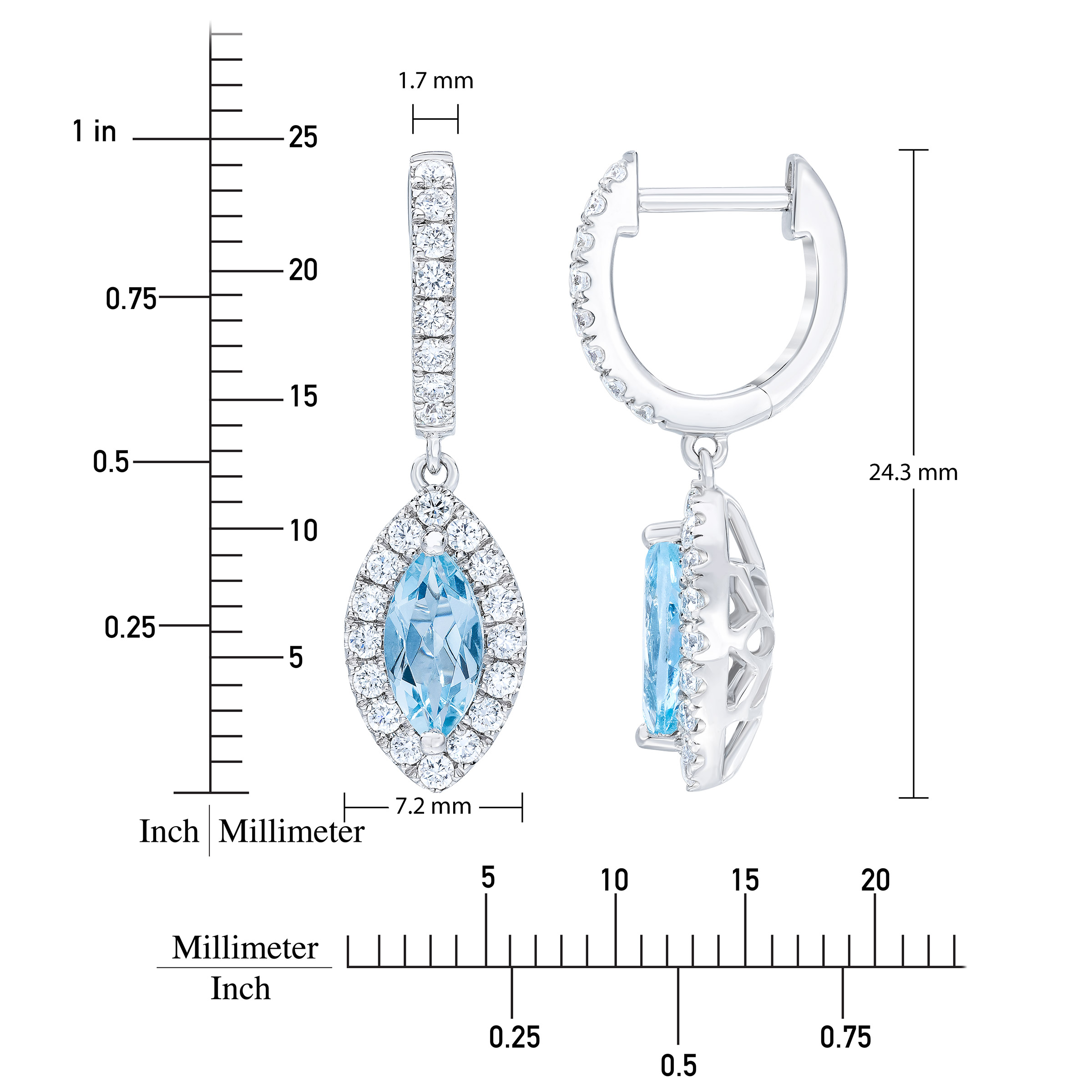 Aquamarine and Diamond 14kt White Gold Earrings | Costco