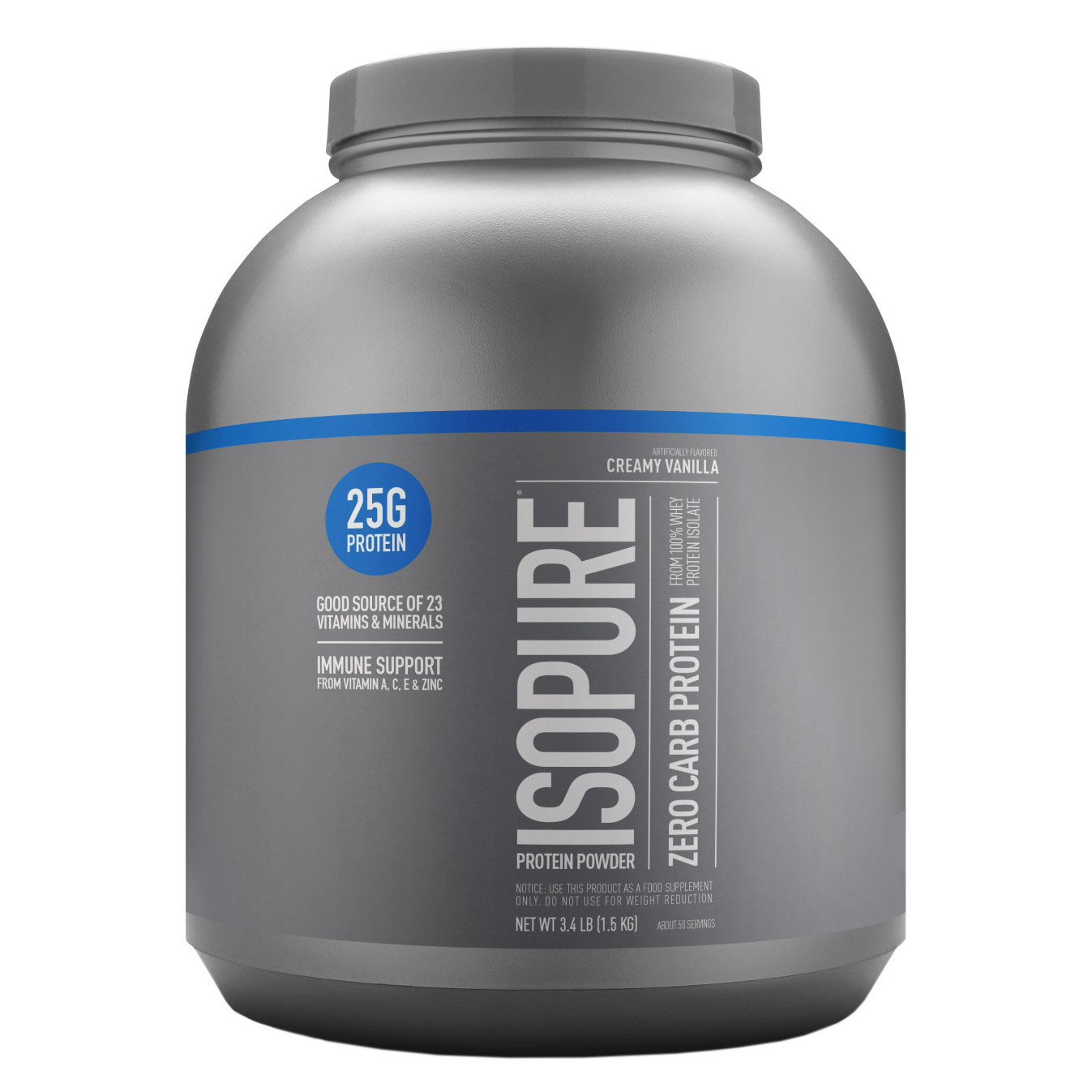 Isopure Zero Carb Whey Protein Powder, Creamy Vanilla, 3.4lb