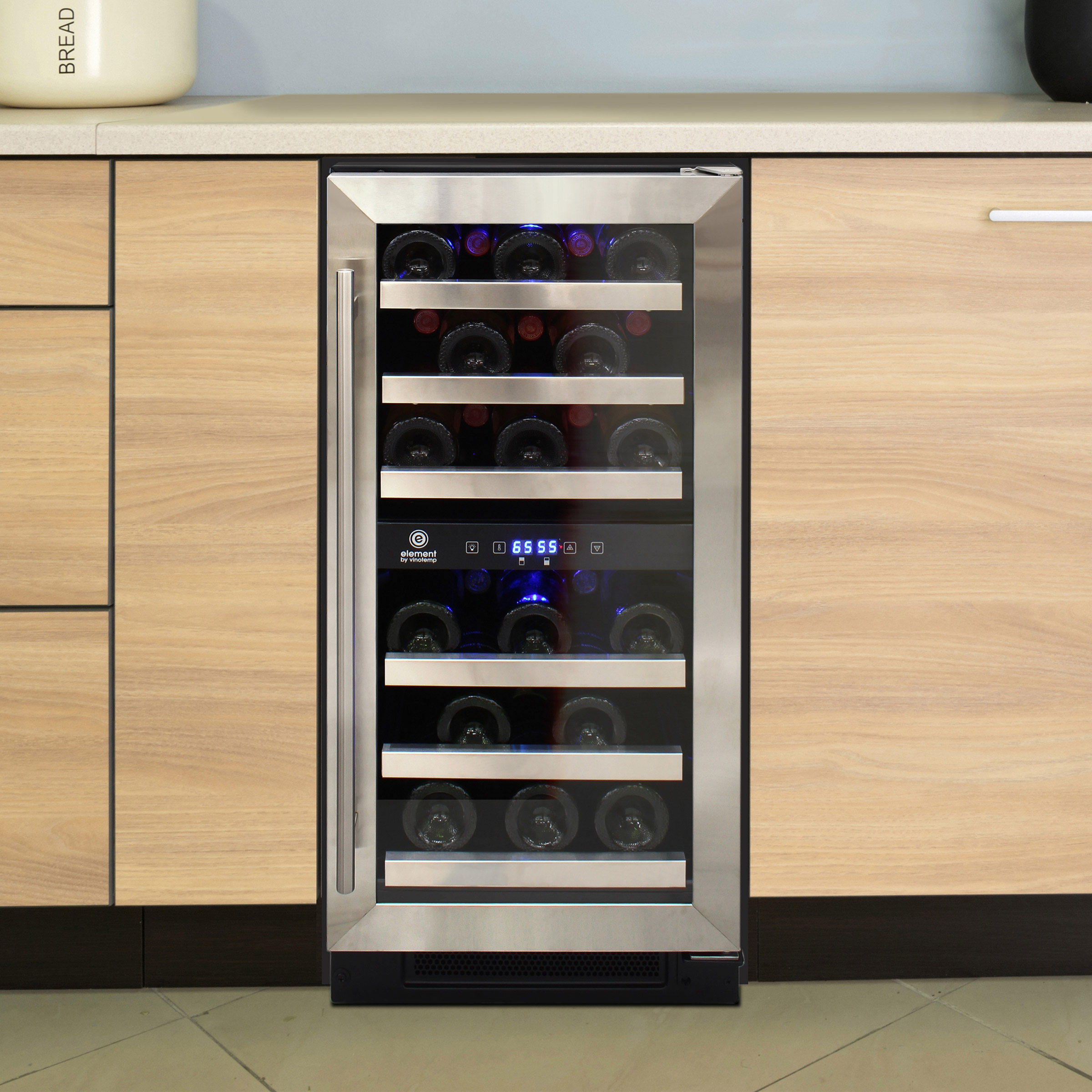 Vinotemp 28-Bottle Wine Cooler with Dual Zone Cooler and Touch Screen Controls