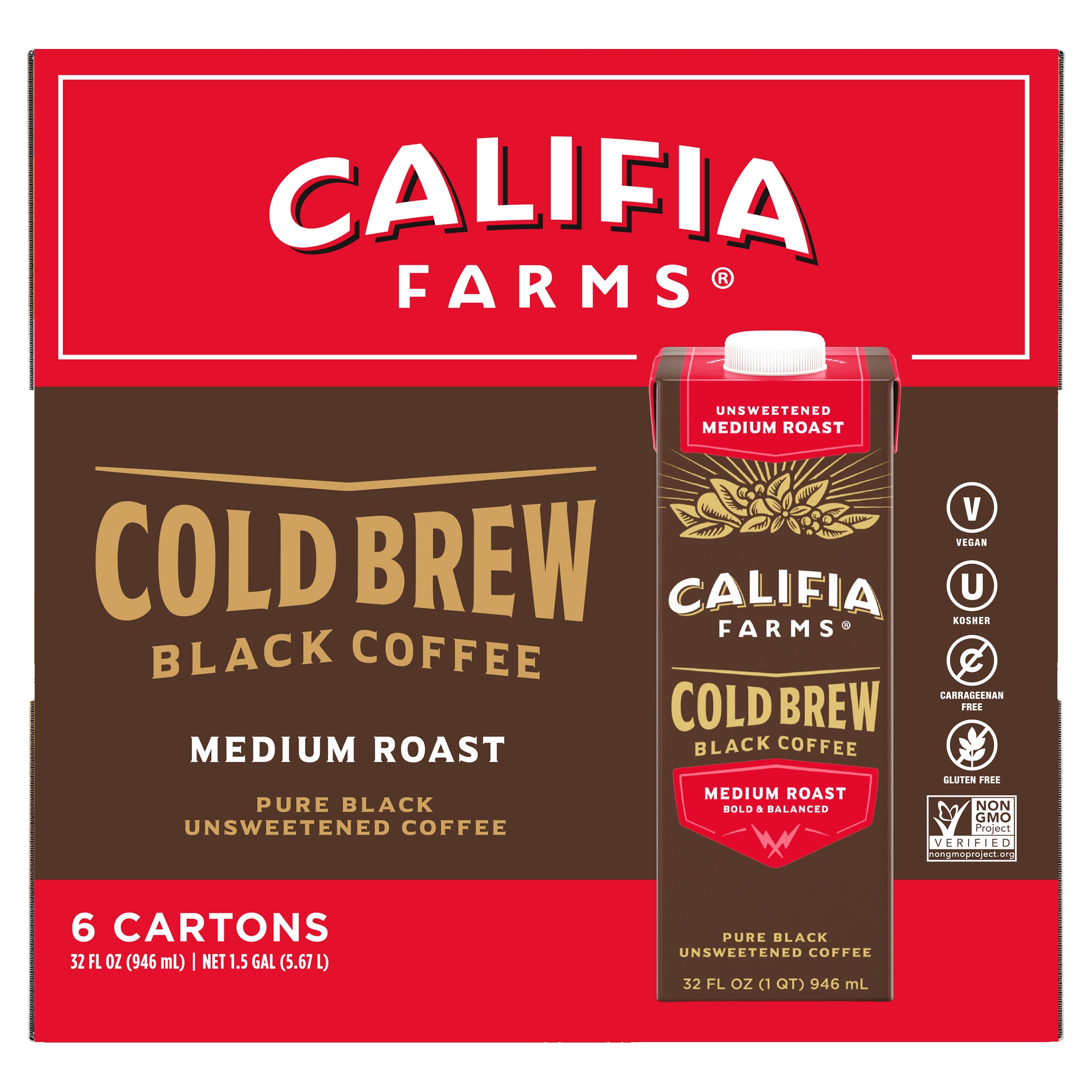 Califia Farms Cold Brew Black Coffee, Unsweetened, Medium Roast