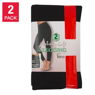 FELINA + WOMEN'S VELVETY SOFT LEGGING 2PK