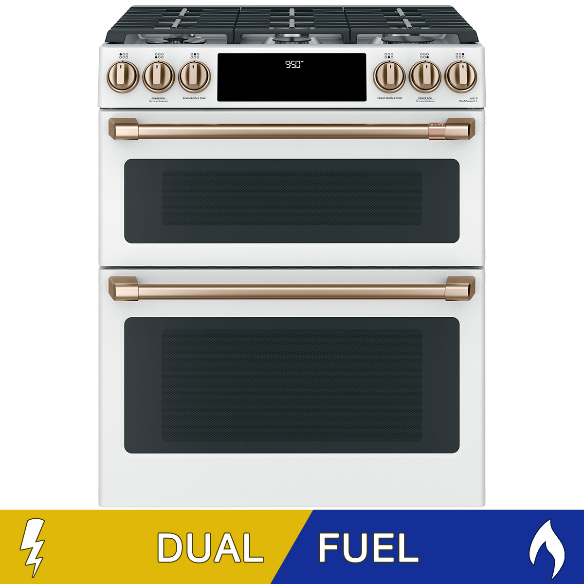 Café 30" 7.0 cu. ft. DUAL FUEL Slide-in Double Oven Range with Convection  WiFi