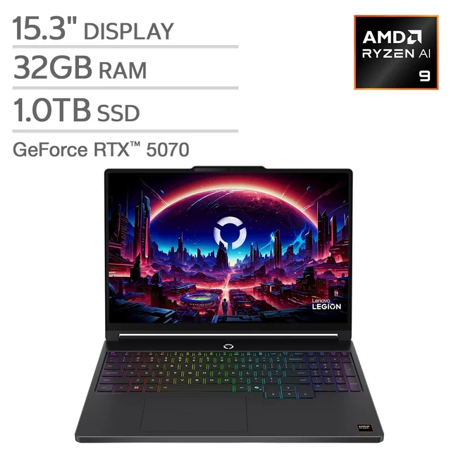 Lenovo Legion 5 15.3" Gaming Laptop - Ryzen AI 9 465 - GeForce RTX 5070 - WQXGA (2560 x 1600) - 32GB RAM - 1TB SSD - Windows 11 Home