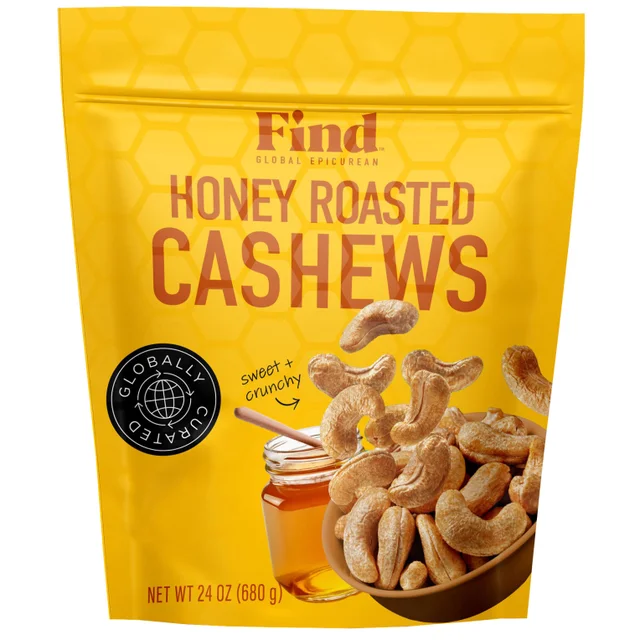 FIND HONEY ROASTED CASHEWS 24 OZ
