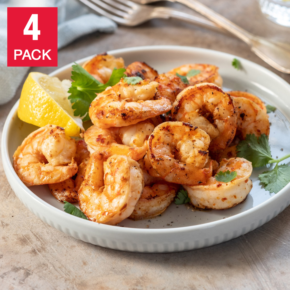 Blue Tide Pacific White Farmed Shrimp, Cooked Peeled Deveined Tail Off: 90/130, 4 × 2.27kg