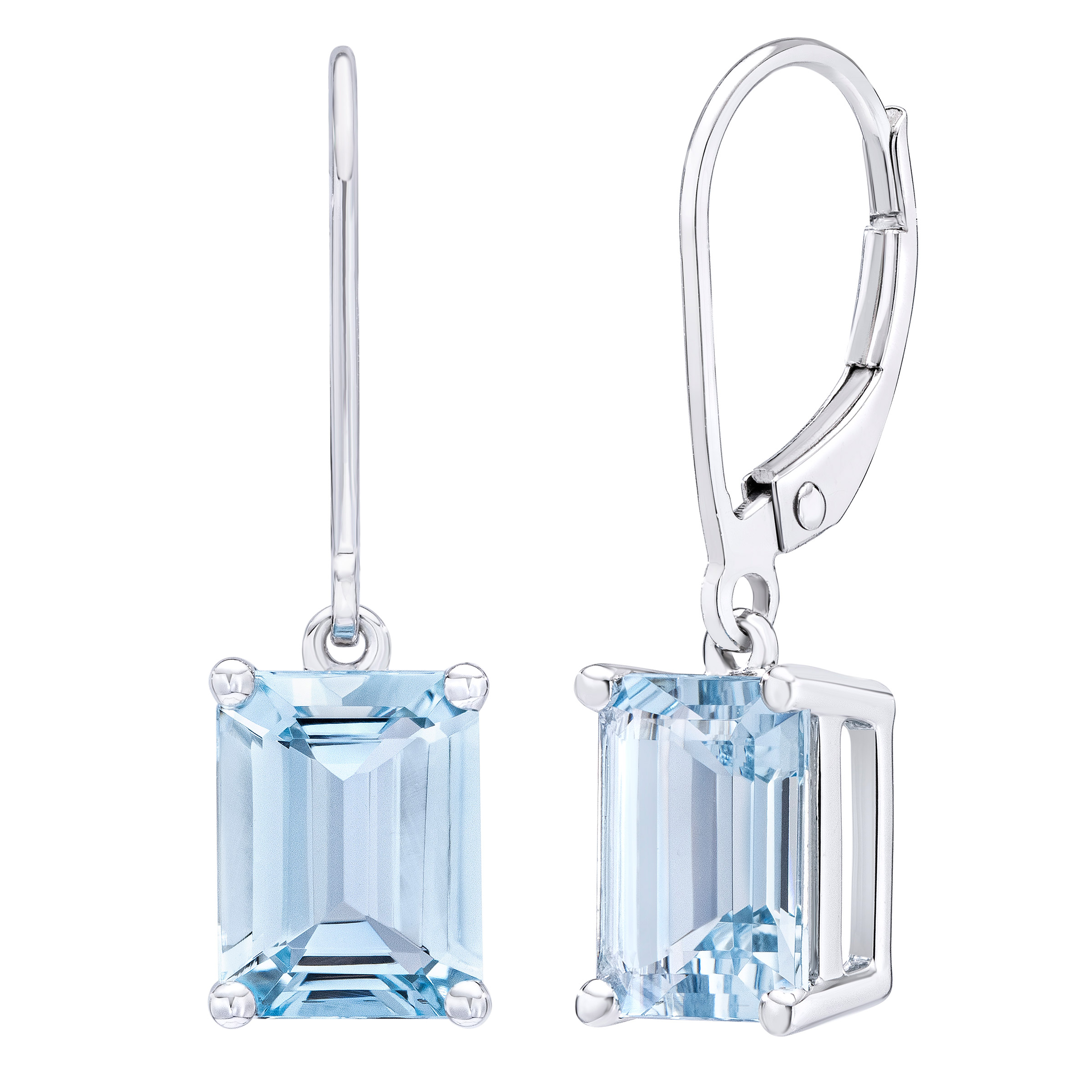 Octagon Cut Aquamarine Earrings