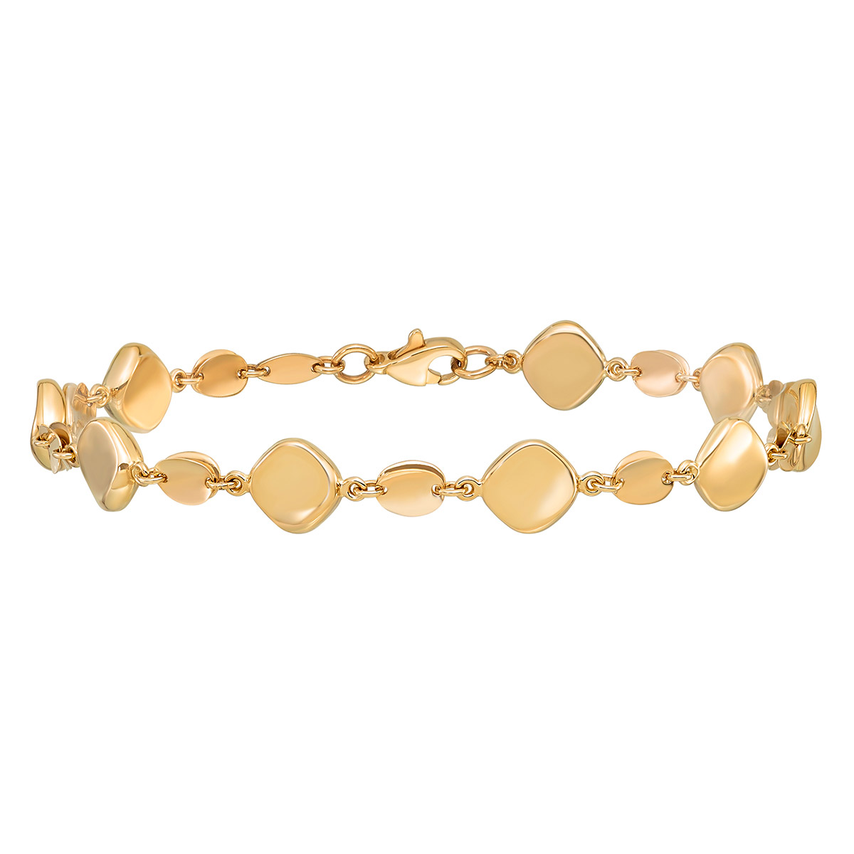 High Polish Fancy Twisted Flat Beaded Bracelet in Yellow Gold