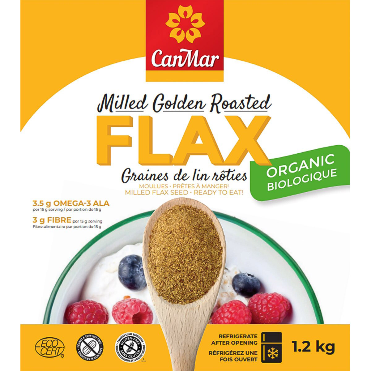 Canmar Organic Milled Golden Flax Seeds, 1.2 kg