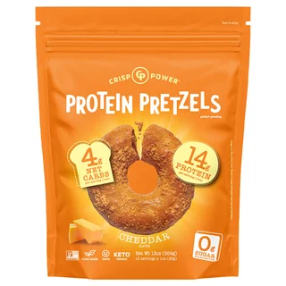 CRISP POWER PRETZELS CHEDDAR PROTEIN 13OZ (.81 LBS)