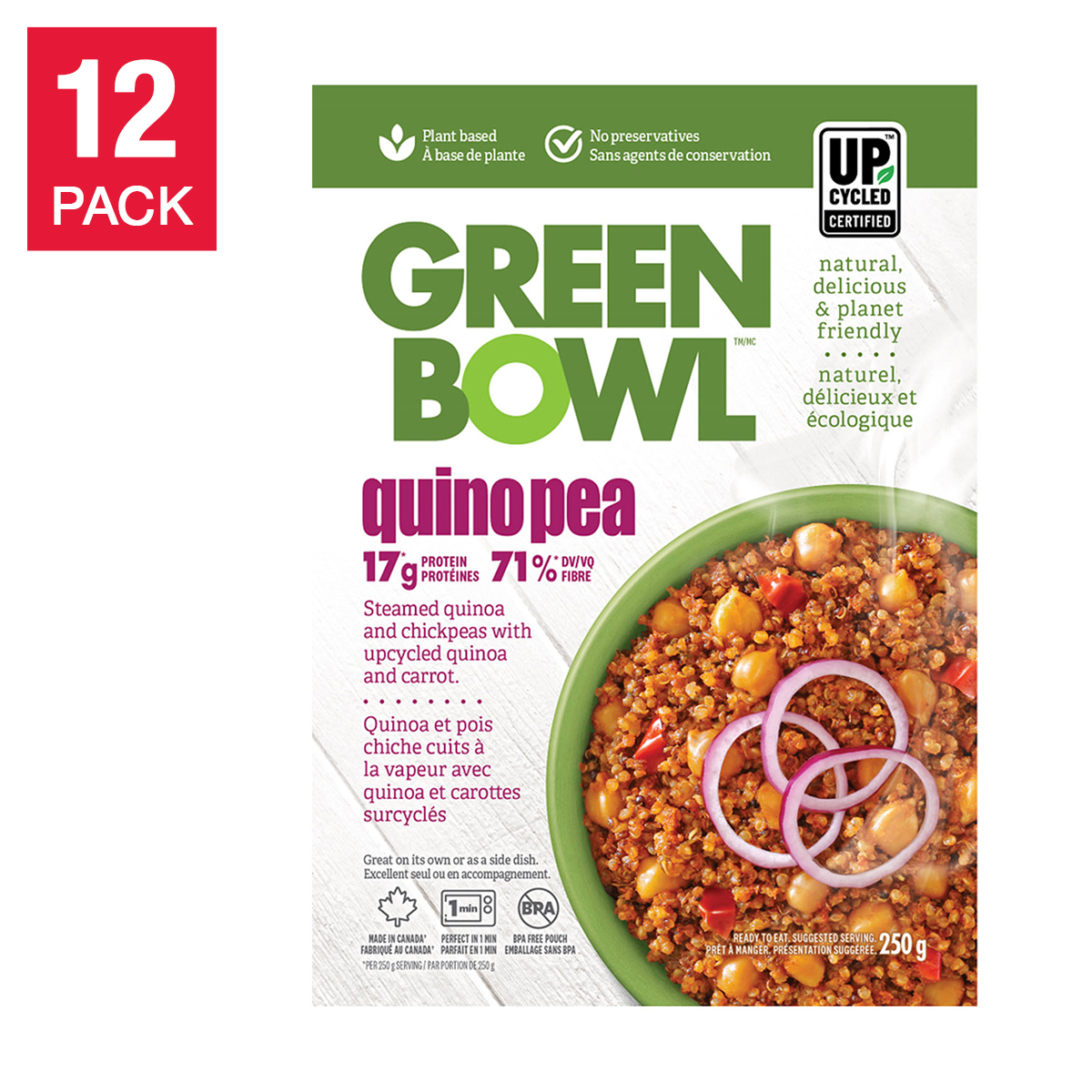 Green Bowl Quinopea Vegan Meal, 12 × 250 g