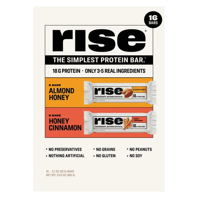 RISE PROTEIN BAR VTY PACK 16/2.1OZ (2.1LBS)