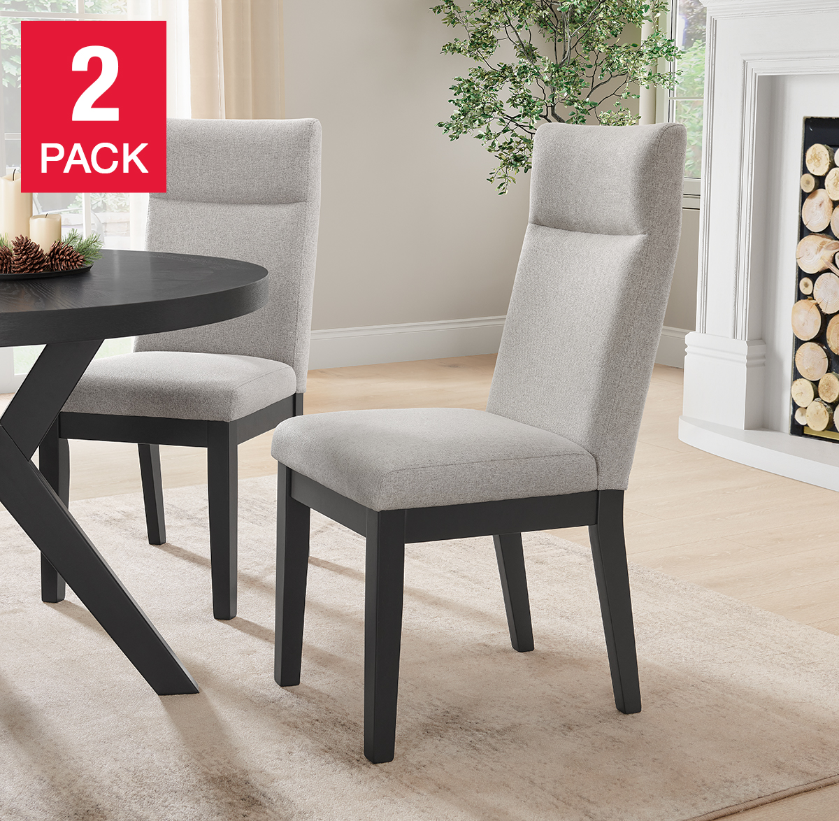 Kaelyn Black and Beige Dining Chair, 2-pack