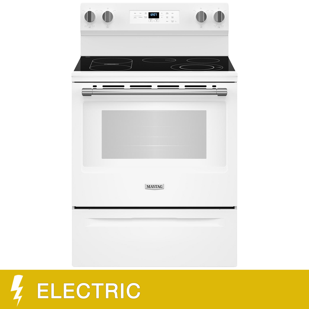 Maytag 30 in. 5.3 cu ft. White Electric Convection  Range with Air Fry
