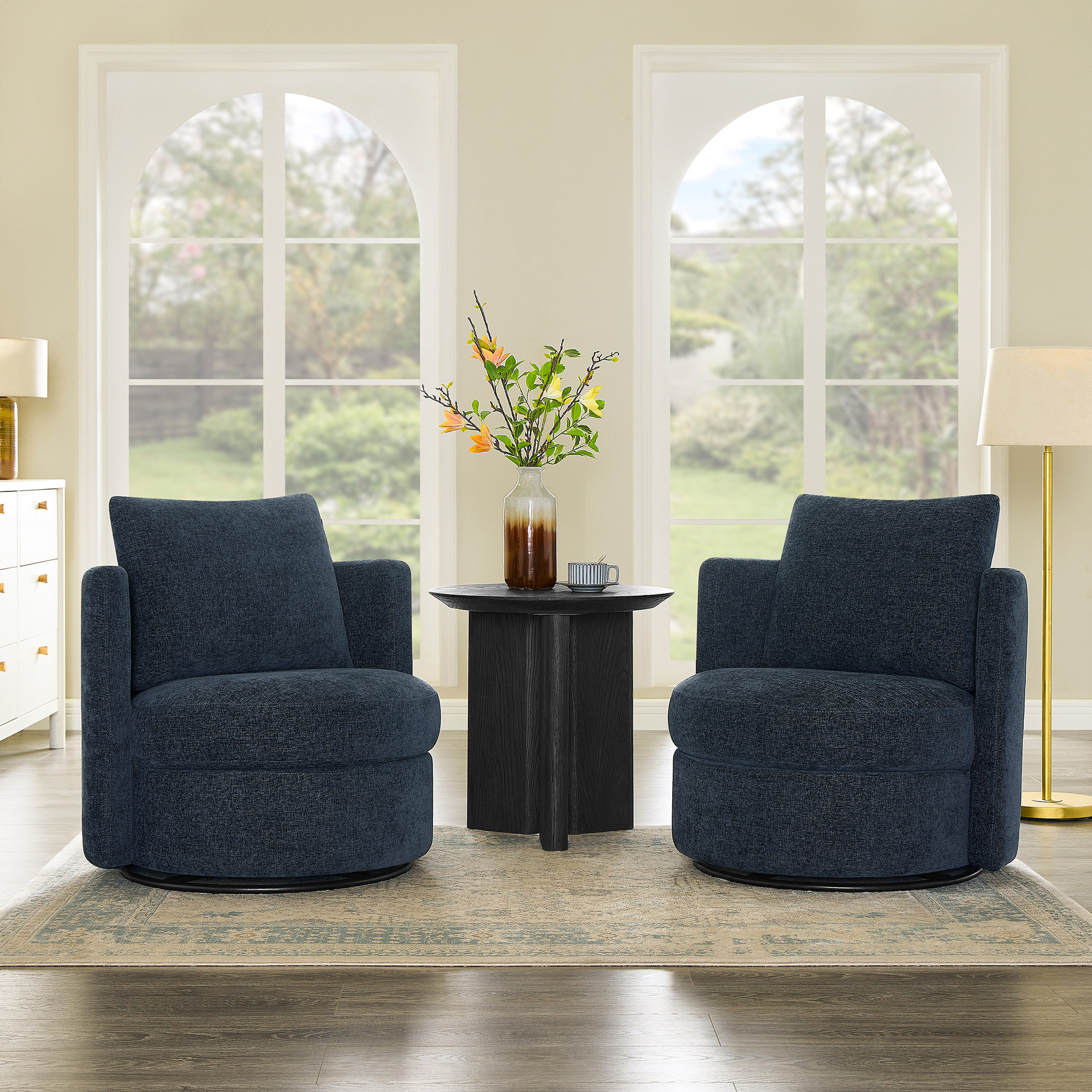 Thomasville Davos Swivel Chairs, 2-pack