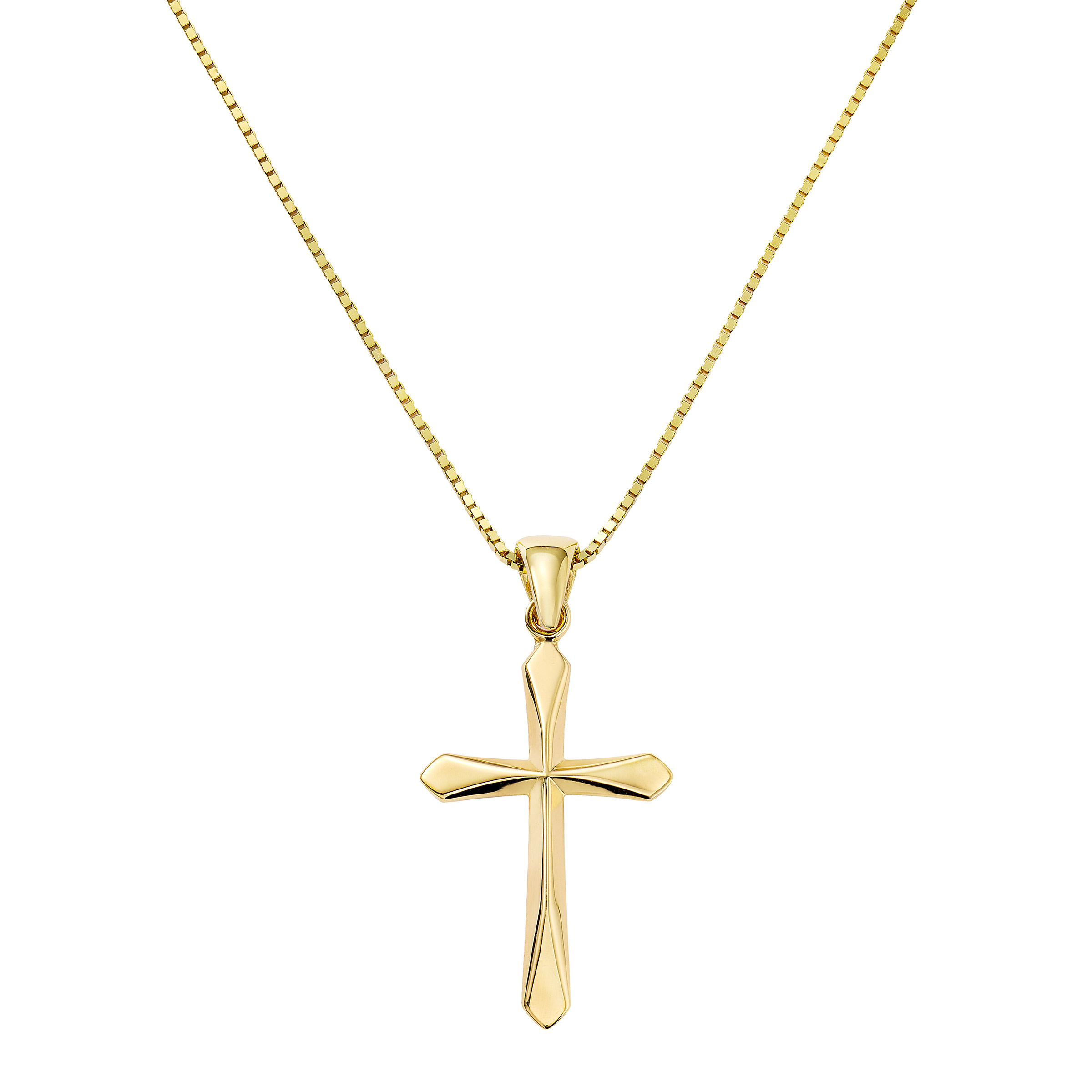 High Polish Cross Pendant in Yellow Gold