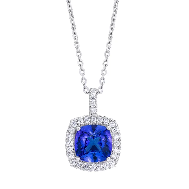 Tanzanite and Diamond 14kt White Gold Pendant
