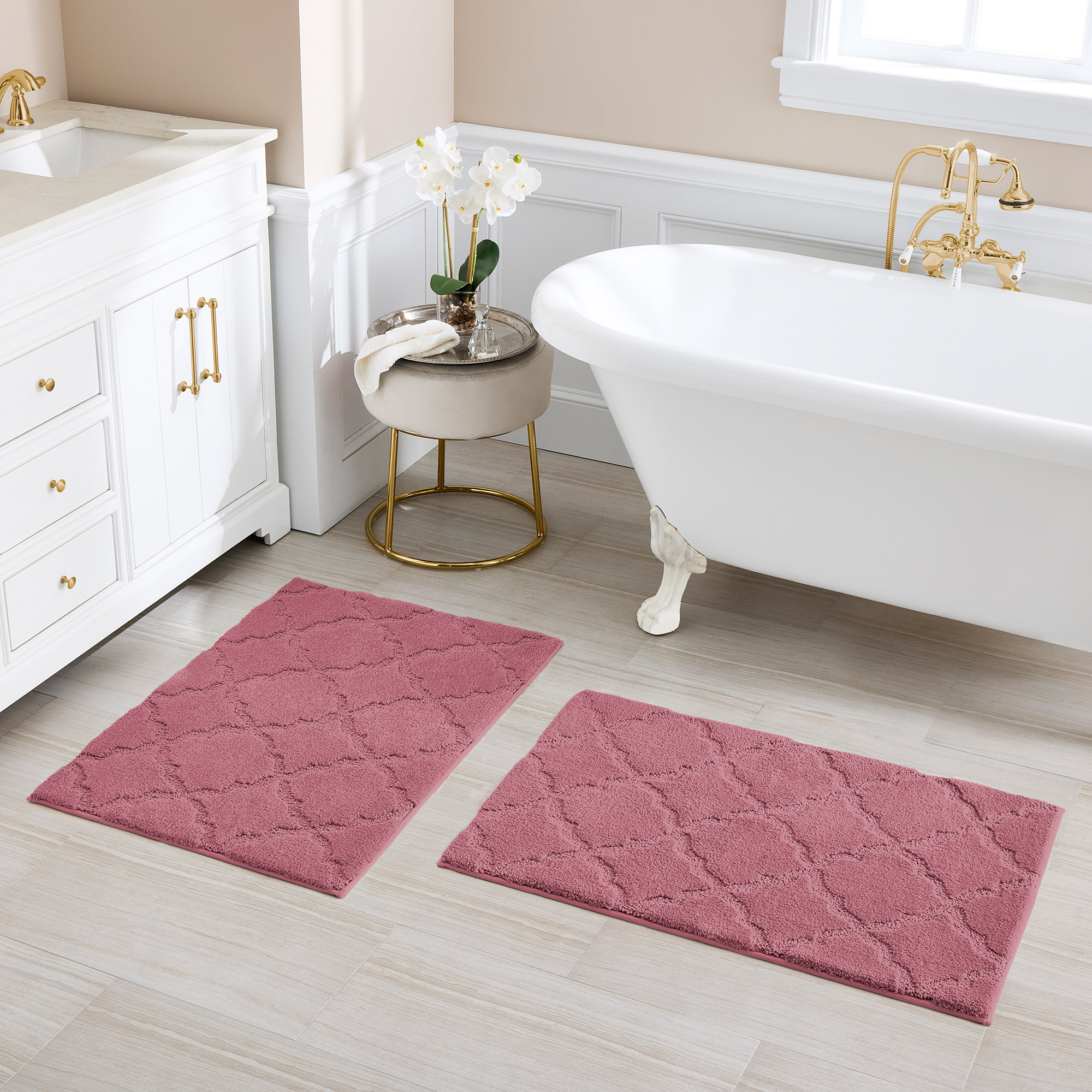 Charisma Drylon Trellis Bath Rugs  2-pack