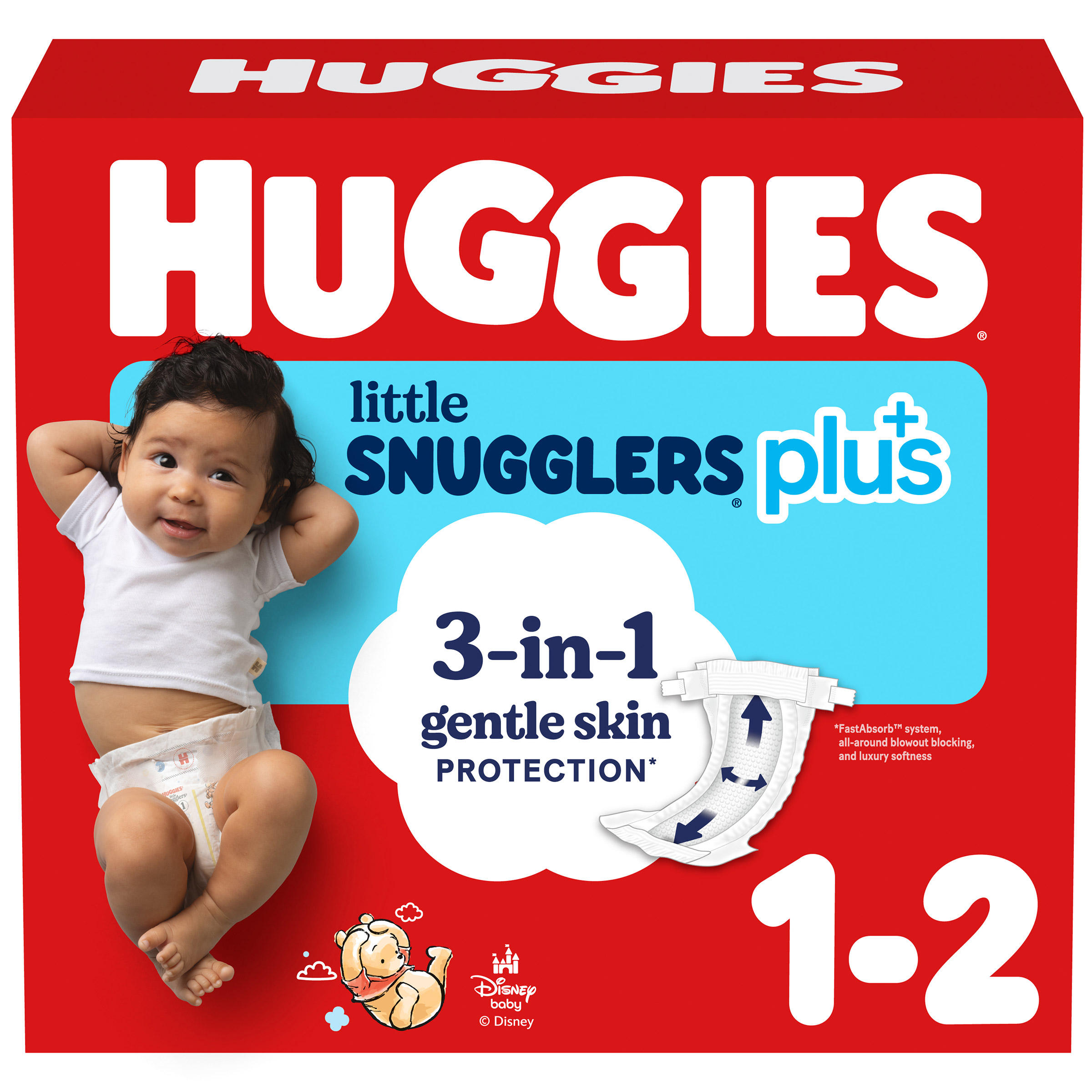 Huggies Little Snugglers Plus Diapers, Sizes 1 - 2