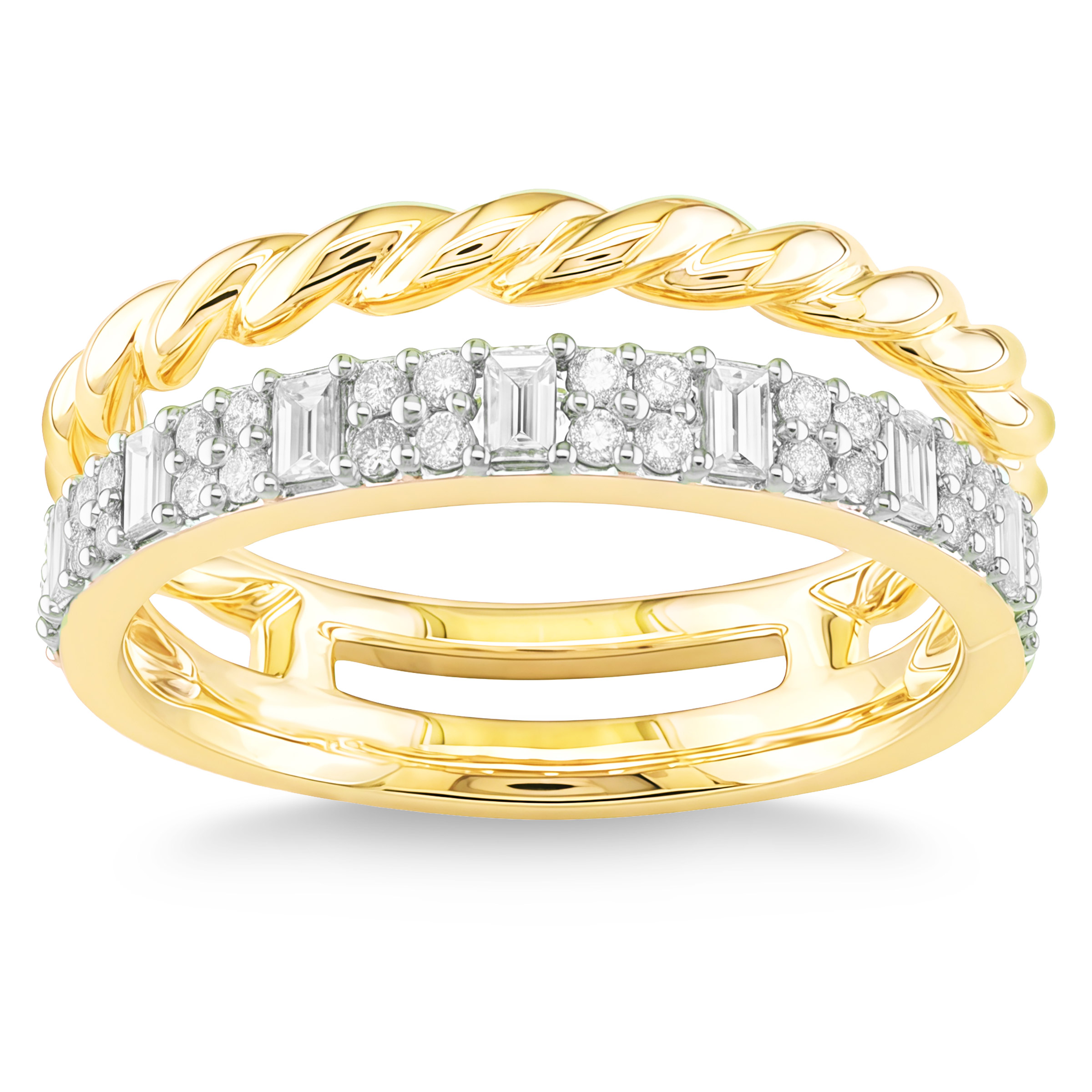 Baguette and Round Brilliant Diamond Ring (0.42 ctw)